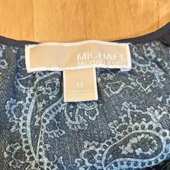 Michael Kors Navy Blue Paisley Print Blouse - Picture 4 of 11